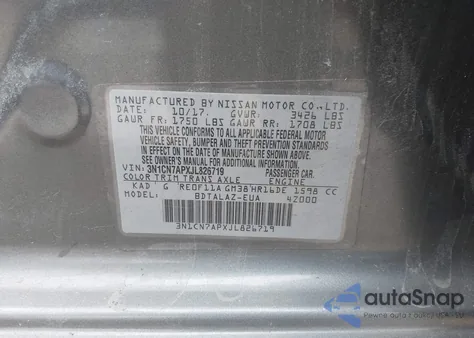 2018 Nissan Versa 1.6 S+ from USA, damaged, VIN 3N1CN7APXJL826719